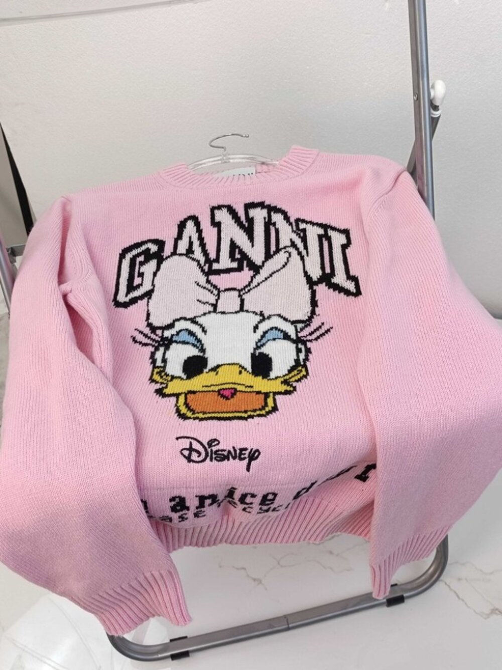 Ganni x Disney Pink Daisy Duck Crewneck Sweater - Picture 4 of 6